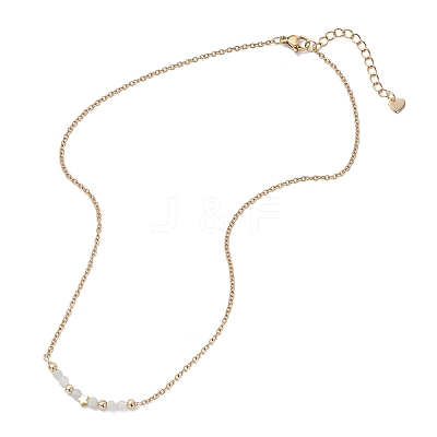 12Pcs 12 Styles Constellation Brass Star & Natural Mixed Stone Faceted Round Beaded Pendant 304 Stainless Steel Cable Chain Necklaces NJEW-JN05612-1