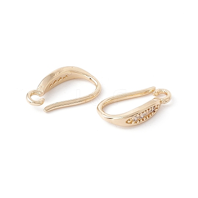 Brass Micro Pave Clear Cubic Zirconia Ear Hooks ZIRC-P100-05G-02-1