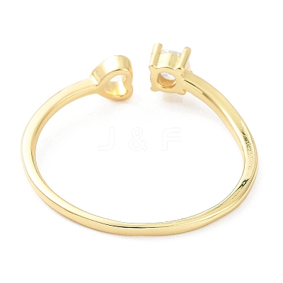 Rack Plating Brass Micro Pave Clear Cubic Zirconia Cuff Rings RJEW-C043-08G-1
