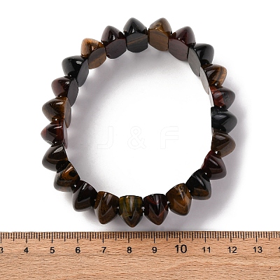 Bicone Natural Yellow Blue Tiger Eye Beads Stretch Bracelets for Women Men BJEW-C097-05P-1