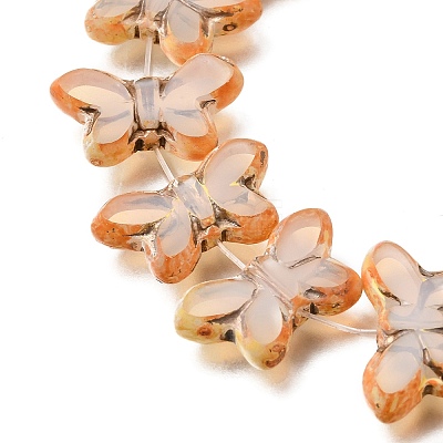 Picasso Baking Paint & Golden Metal Enlaced Glass Beads Strands GL-CBA98F0-02E-1