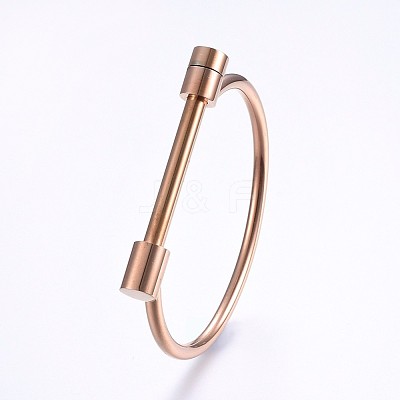 Ion Plating(IP) 304 Stainless Steel Bangles BJEW-P222-14RG-1