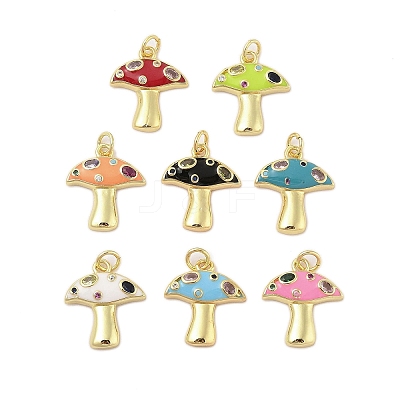 Mushroom Rack Plating Brass Micro Pave Cubic Zirconia Pendants KK-Z074-15G-1