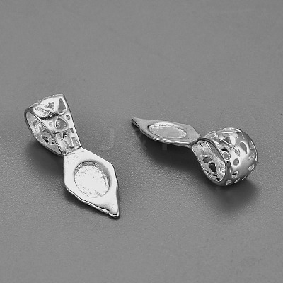 Brass Glue-on Flat Pad Bails for Pendant Making KK-E650-14P-NF-1