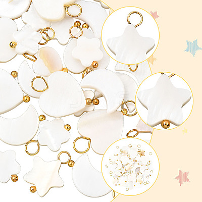 50Pcs Natural Freshwater Shell Pendants FIND-SC0020-74-1
