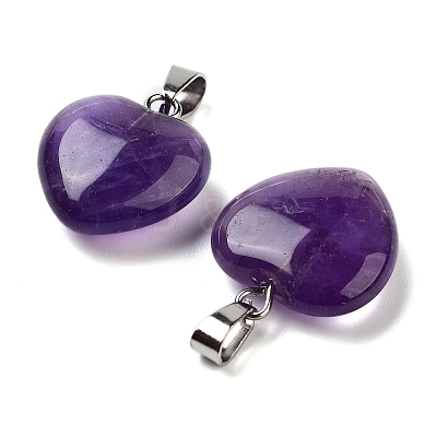 Natural Amethyst Charms HEAR-PW0001-057-37-1