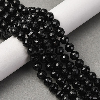Natural Black Tourmaline Beads Strands G-S345-8mm-002-1