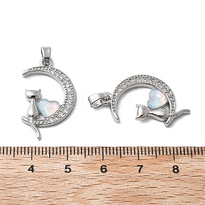 Brass Micro Pave Cubic Zirconia with Glass Pendants KK-Z103-07P-02-1