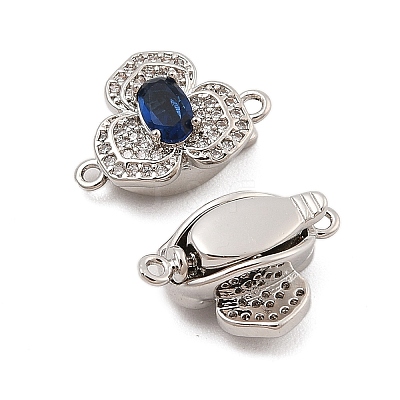Brass Micro Pave Clear Cubic Zirconia Box Clasps KK-C075-16P-1