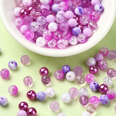 300Pcs 10 Styles Mixed Styles Acrylic Beads MACR-YW0002-99A-1