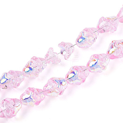 Electroplate Transparent Glass Beads Strands EGLA-N020-03D-1