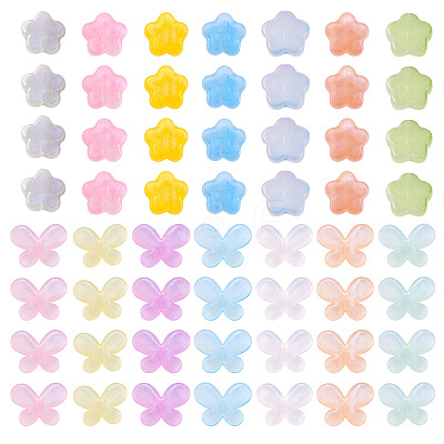 140Pcs 14 Styles Acrylic Resin Beads OACR-TA0001-28-1