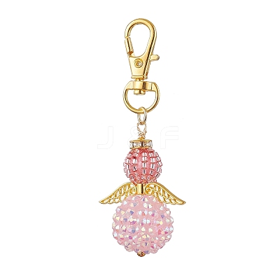 Angel Glass Seed Bead Pendant Decorations HJEW-MZ00088-1