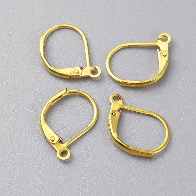 Brass Leverback Earring Findings KK-WH0044-142C-G-1