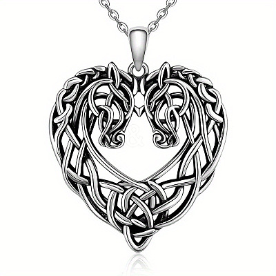 Alloy Viking Knot Heart Horse Pendant Necklaces FS-WG2DD1C-01-1