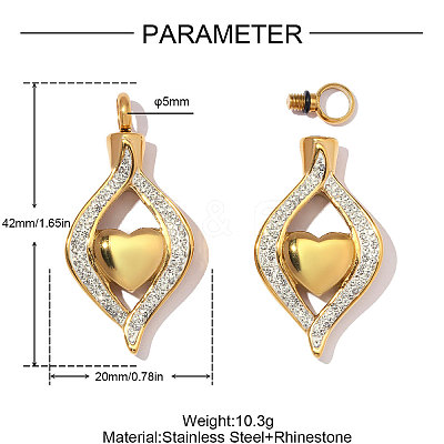 304 Stainless Steel witih White Enamel & Crystal Rhinestone Pendants SA-OY003-58G-02-1