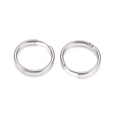 Tarnish Resistant 304 Stainless Steel Huggie Hoop Earrings EJEW-G272-02-20mm-P-1