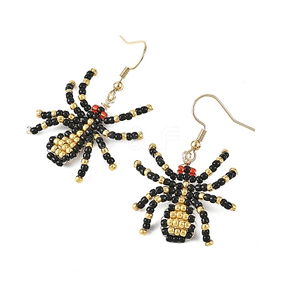 Halloween Glass Seed Bead Dangle Earrings EJEW-MZ00769-04-1