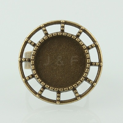 Vintage Adjustable Iron Finger Ring Components Alloy Cabochon Bezel Settings PALLOY-O039-22AB-NF-1
