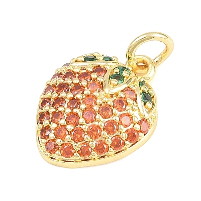 Brass Micro Pave Clear Cubic Zirconia Pendants KK-F938-18G-1