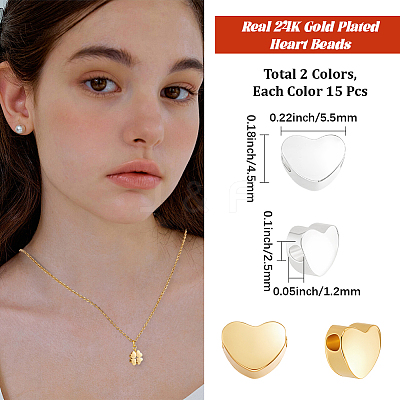 30Pcs 2 Colors Brass Beads KK-BBC0028-27-1