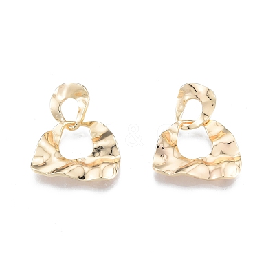 Brass Twist Half Round Dangle Stud Earrings for Women EJEW-G309-02G-1