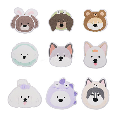 9Pcs 9 Styles Cartoon Dog Acrylic Brooch JEWB-TA0001-38-1