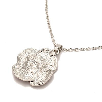Alloy Poppy Flower Pendant Necklaces NJEW-B080-02P-1