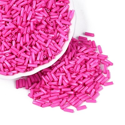 Baking Paint Glass Twist Bugle Beads SEED-C004-02S-1