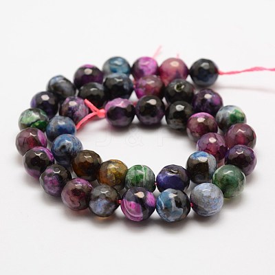 Faceted Natural Fire Crackle Agate Beads Strands X-G-F447-10mm-A07-1