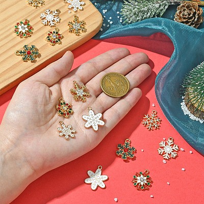 16Pcs 8 Styles Alloy Enamel with Rhinestone Pendants FIND-YW0005-88-1