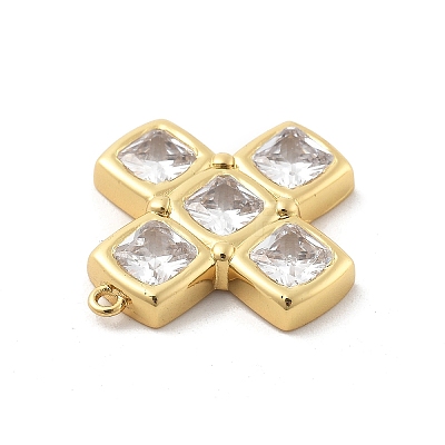 Brass Micro Pave Clear Cubic Zirconia Pendants KK-L228-44B-G-1