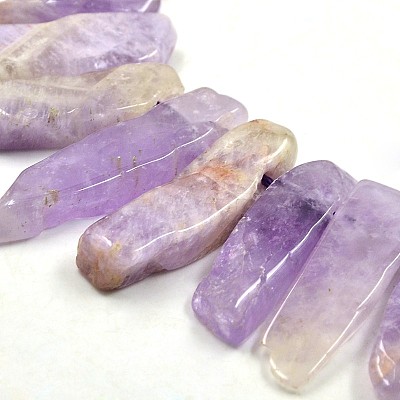 Irregular Strip Natural Lavender Amethyst Graduated Beads Strands G-P064-06-1