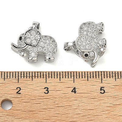 Brass Micro Pave Clear Cubic Zirconia Pendants KK-H254-11P-1