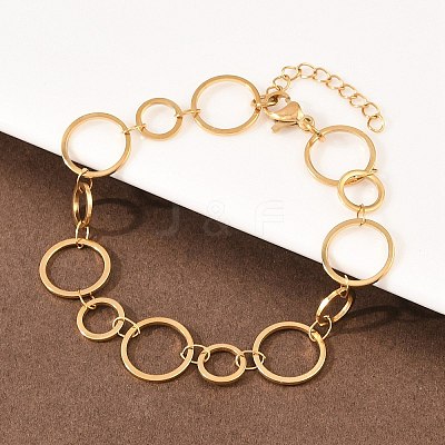 304 Stainless Steel Link Chain Bracelets for Women BJEW-P373-03A-G-1