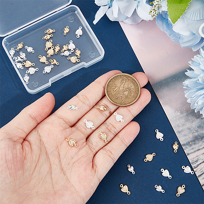 40Pcs 4 Sytles Brass Connector Charms KK-BC0012-06-1