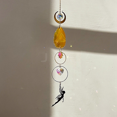 Agate Crystal Glass Sun Catcher Pendant PW-WG17544-03-1