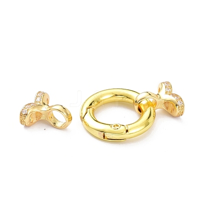 Brass Micro Pave Clear Cubic Zirconia Fold Over Clasps ZIRC-P085-02G-1