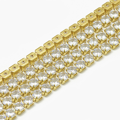 Brass Cubic Zirconia Chains CHC-N014-01-A-FF-1