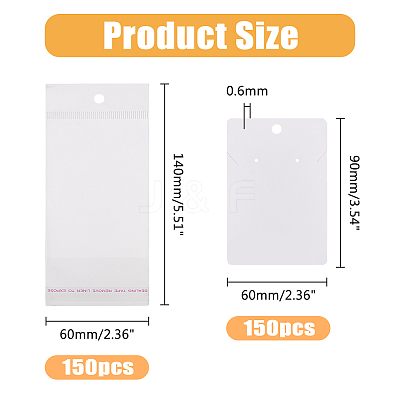 150Pcs Rectangle Paper One Pair Earring Display Cards with Hanging Hole CDIS-DC0001-02A-1
