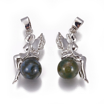 Natural Indian Agate Pendants G-L512-E05-1
