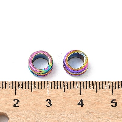 Ion Plating(IP) 304 Stainless Steel Grooved Beads STAS-WH0055-04RC-1