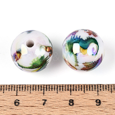 Ocean Theme Printed Opaque Acrylic Beads MACR-T048-07D-1