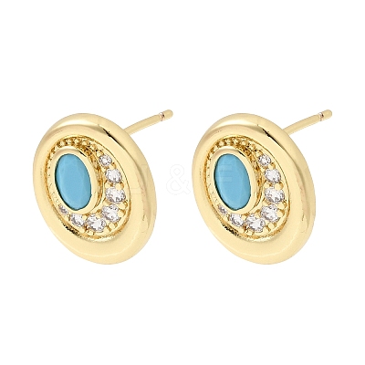 Brass Micro Pave Cubic Zirconia Stud Earrings EJEW-G471-13G-05-1