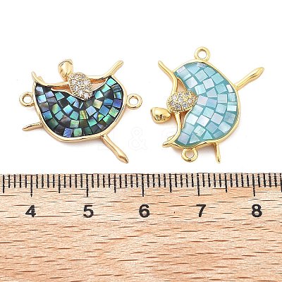 Rack Plating Brass Micro Pave Clear Cubic Zirconia Dancer Links Connector Charms KK-K380-14G-1