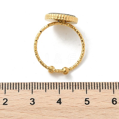 Flat Round 304 Stainless Steel Paua Shell Cuff Rings for Women X-RJEW-G346-10G-01-1