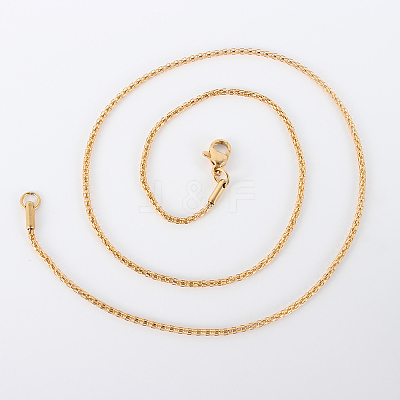 Ion Plating(IP) 304 Stainless Steel Mesh Chain Necklaces NJEW-F201-07G-1