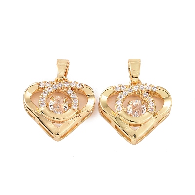 Brass Micro Pave Clear Cubic Zirconia Charms KK-E068-VC282-1