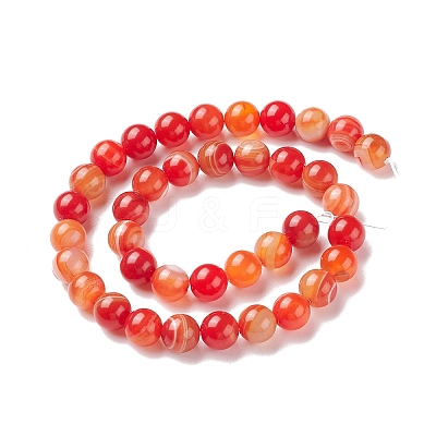 Natural Striped Agate/Banded Agate Bead Strands X-G-K155-A-10mm-05-1