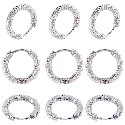 24Pcs 303 Stainless Steel Textured Hoop Earrings for Women EJEW-SC0001-78-1